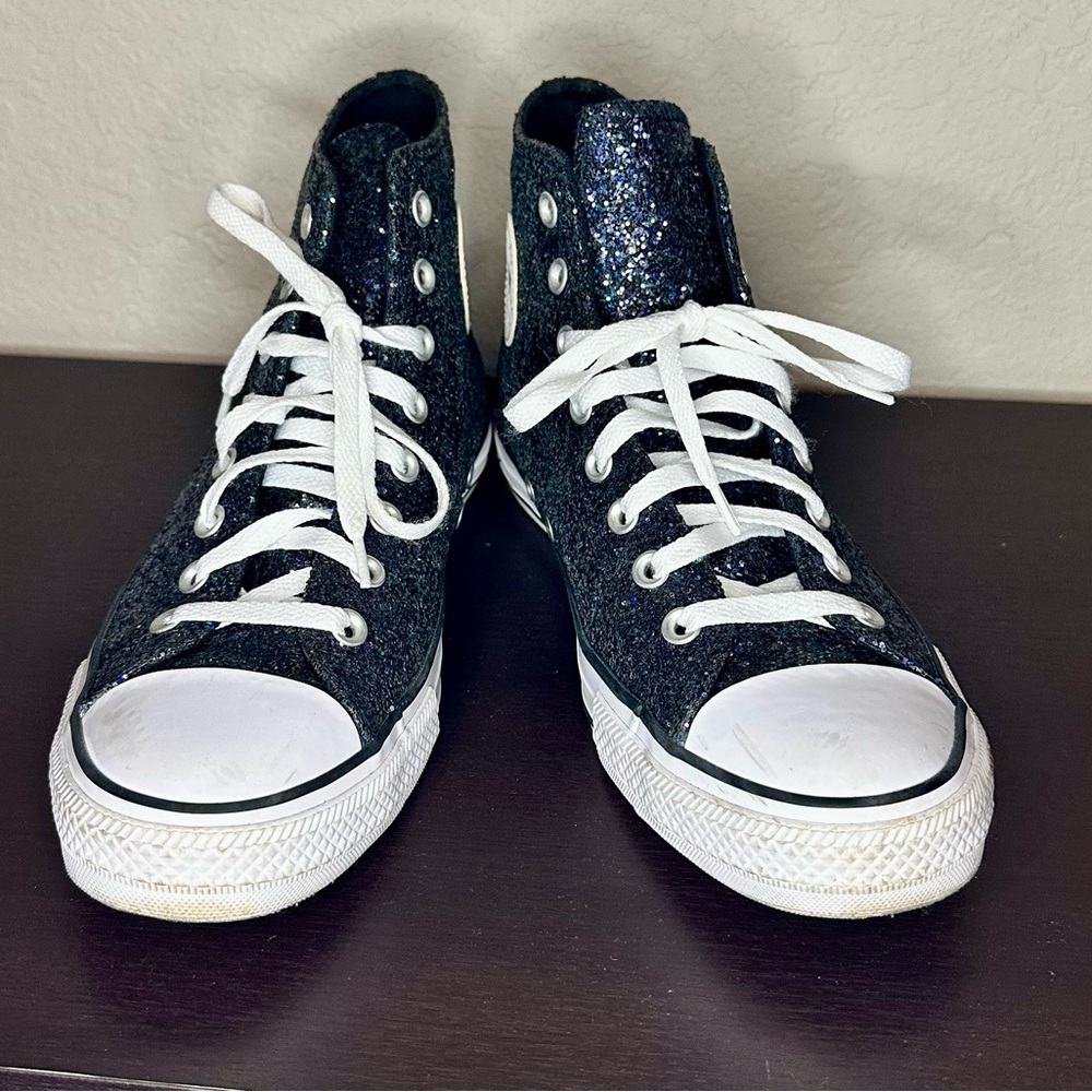 Converse Women’s Sparkly High-Top Sneakers - Black - Picture 3 of 6
